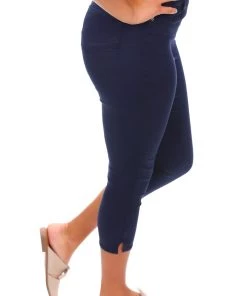 Cafe Latte Stretch Capri Jeggings | Navy | CL2 Pants