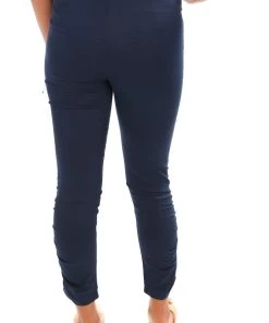 Cafe Latte Gathered Side Zip Pants | Navy | CL1