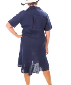 So French So Chic Dresses Erin Flared Linen Dress | Blue | SF3s