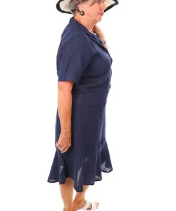 So French So Chic Dresses Erin Flared Linen Dress | Blue | SF3s