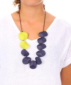 Blue Scarab Jewellery Yellow & Blue Pebbles Necklace