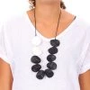 Blue Scarab Black And White Pebbles Necklace