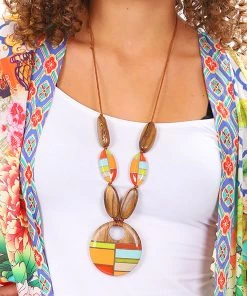 Blue Scarab Jewellery Shapes & Colours Wooden Necklace