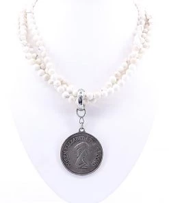 Pizazz Boutique Jewellery Cream Howlite Coin Necklace - BS1