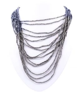 Stellar Rose Jewellery Navy Pewter Waterfall Necklace