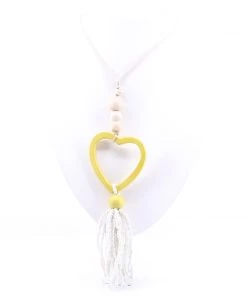 Hummingbird White Waterfall Heart Necklace - Yellow