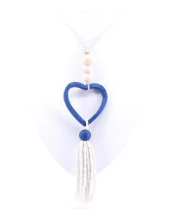 Hummingbird White Waterfall Heart Necklace - Blue Jewellery