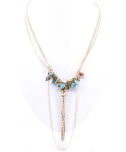 Stellar Rose Stone Leaf Layered Necklace