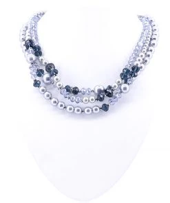 Stellar Rose Silver Blue Bead Necklace Jewellery
