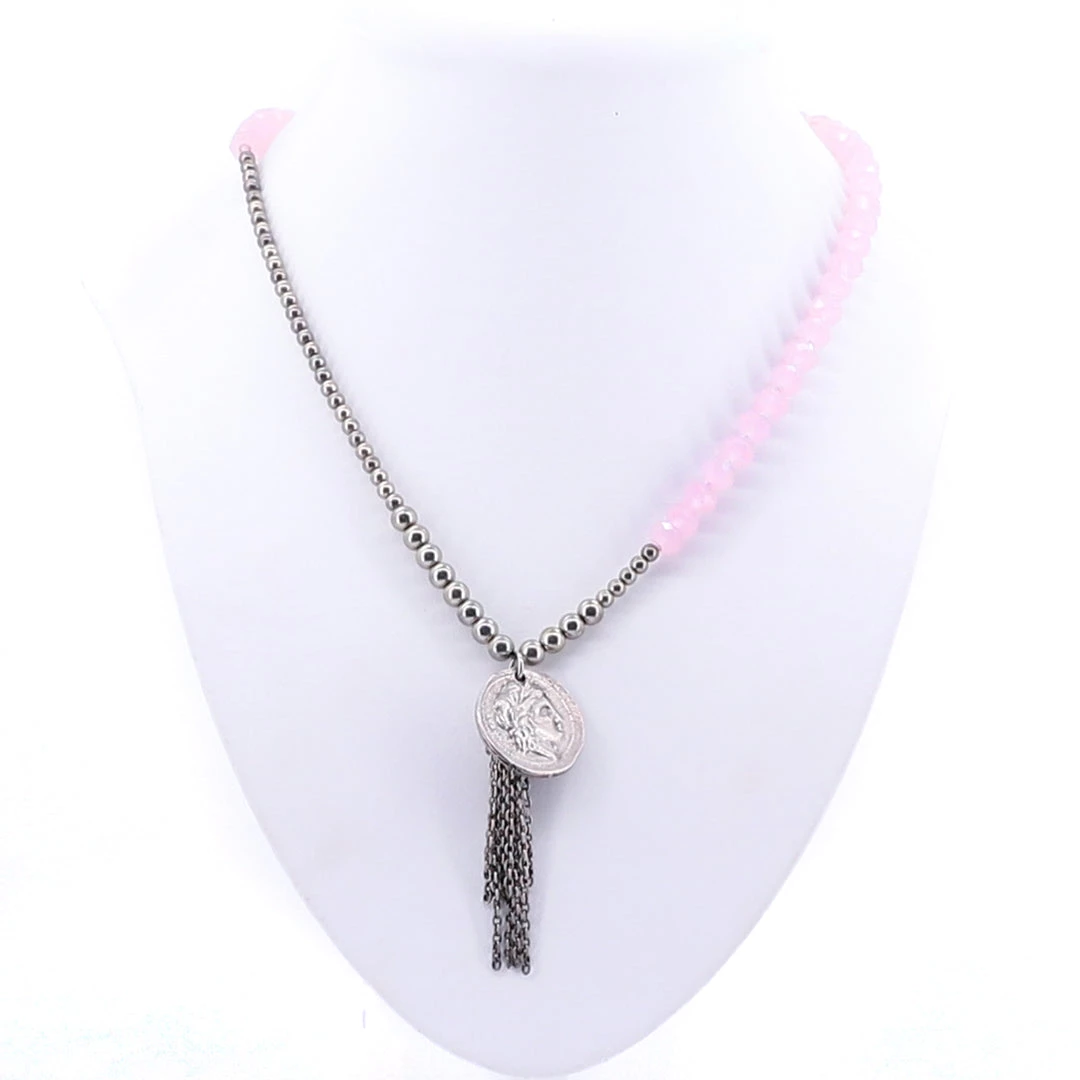 Stellar Rose Pink Coin Vibe Necklace 1 Stellar Rose Pink Coin Vibe Necklace