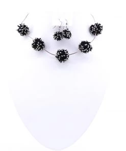 Pizazz Boutique Silver Pom Pom Earrings & Necklace