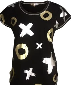 Cafe Latte Tops Noughts & Crosses Tee | Black | CL12