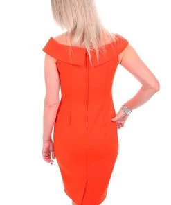 Zaliea Clothing Off The Shoulder Cocktail Dress - Tangerine - Z2