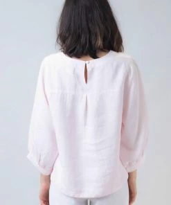 Naturals By O & J Clothing Round Neck Linen Top - Blush - OJ4