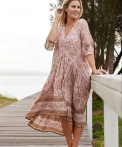 Ombak Boho Blushing Pink Resort Dress | OM16 S