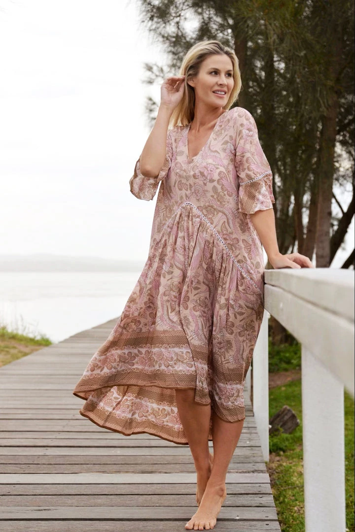 Ombak Boho Blushing Pink Resort Dress | OM16 S 1 Ombak Boho Blushing Pink Resort Dress | OM16 S