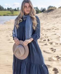 Namastai Milan Linen Scarf - Blue