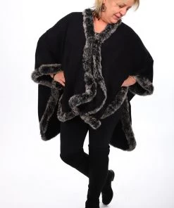 Pizazz Boutique Clothing Pashmina Thick Rabbit Fur Shawl | Black | FI4