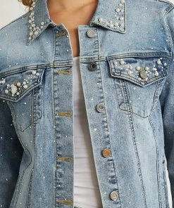 Joseph Ribkoff Clothing Pearl Detail Denim Jacket | Blue | JR118