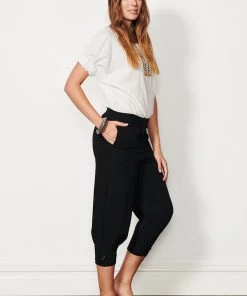 Holmes & Fallon Pepper Button Hem Pants (Black)