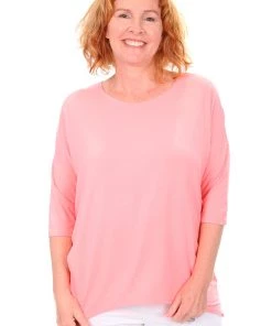 Relaxed High Low Bamboo Top | Soft Pink Tops