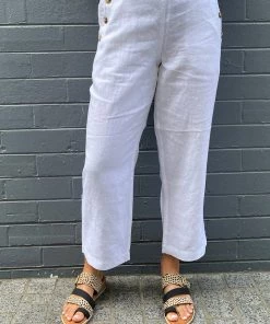 JUMP Linen Pant With Button Pocket | White | JP4
