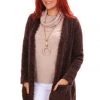 Ping Pong Feather Yarn Long Cardigan | Truffle | PP20