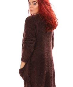 Ping Pong Feather Yarn Long Cardigan | Truffle | PP20