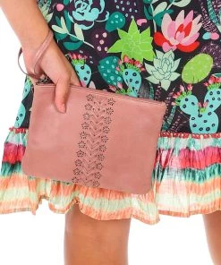 Modapelle Wristlet Leather Pouch - Pink