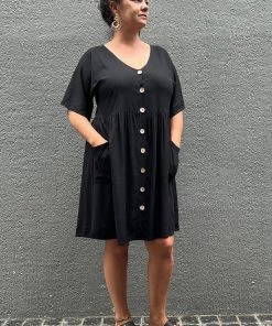 Freez Pocket Baby Doll Dress | Black | FZ9 S Clothing