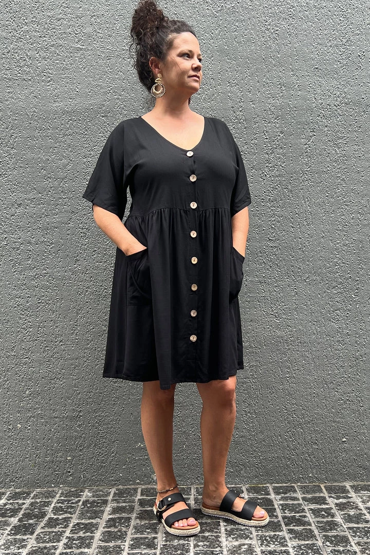 Freez Pocket Baby Doll Dress | Black | FZ9 S Clothing 1 Freez Pocket Baby Doll Dress | Black | FZ9 S Clothing