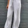 Cindy G Linen Drawstring Waist Pants | White | CG20 Clothing