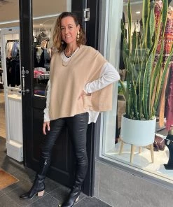 Cindy G Clothing Sleeveless Poncho | Tan | CG71