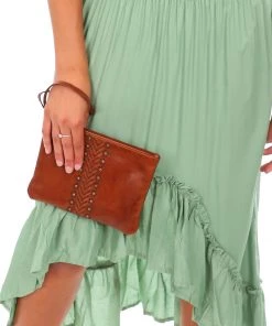 Modapelle Handbags Wristlet Leather Pouch - Tan