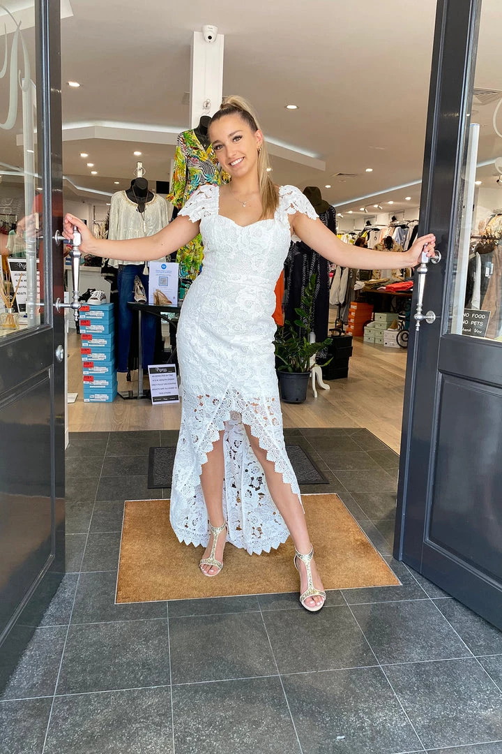 Romance Luxe Lace Dress-White-ROM6 Clothing 1 Romance Luxe Lace Dress-White-ROM6 Clothing