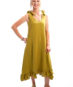 Sandra Soulus - ILLIUM Pussy Bow Dress | Avocado | IS24s Dresses