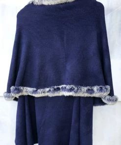 Pizazz Boutique Double Layer Rabbit Fur Shawl | Navy | FI5 Events