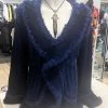 Pizazz Boutique Rabbit Fur Wave Jacket | Royal Blue | FI3