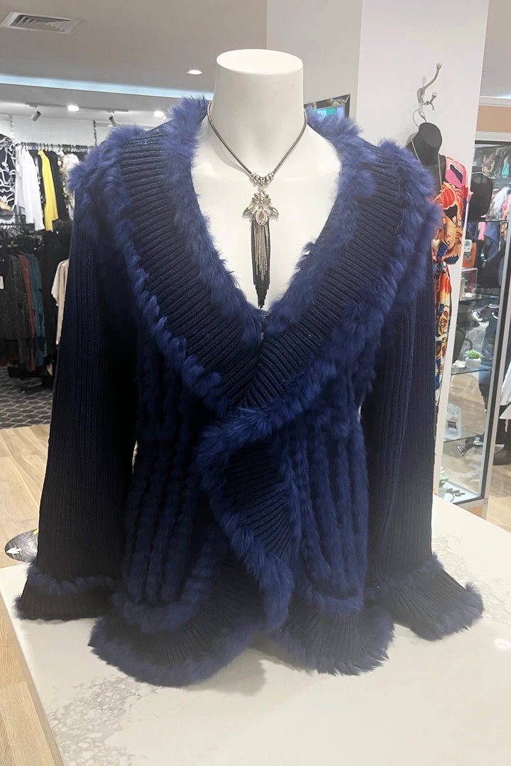 Pizazz Boutique Rabbit Fur Wave Jacket | Royal Blue | FI3 1 Pizazz Boutique Rabbit Fur Wave Jacket | Royal Blue | FI3