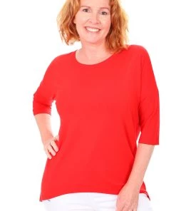 Relaxed High Low Bamboo Top| Red