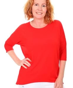 Relaxed High Low Bamboo Top| Red