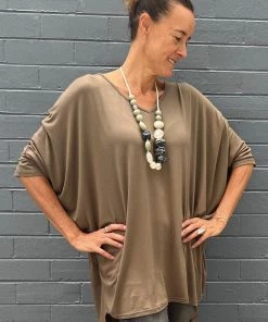 Silence & Noise Tops Everyday Tee 3/4 Sleeve | Khaki | SN19