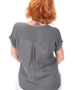 Ridley Linen Aria Tee | Charcoal | R1