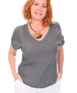 Ridley Linen Aria Tee | Charcoal | R1