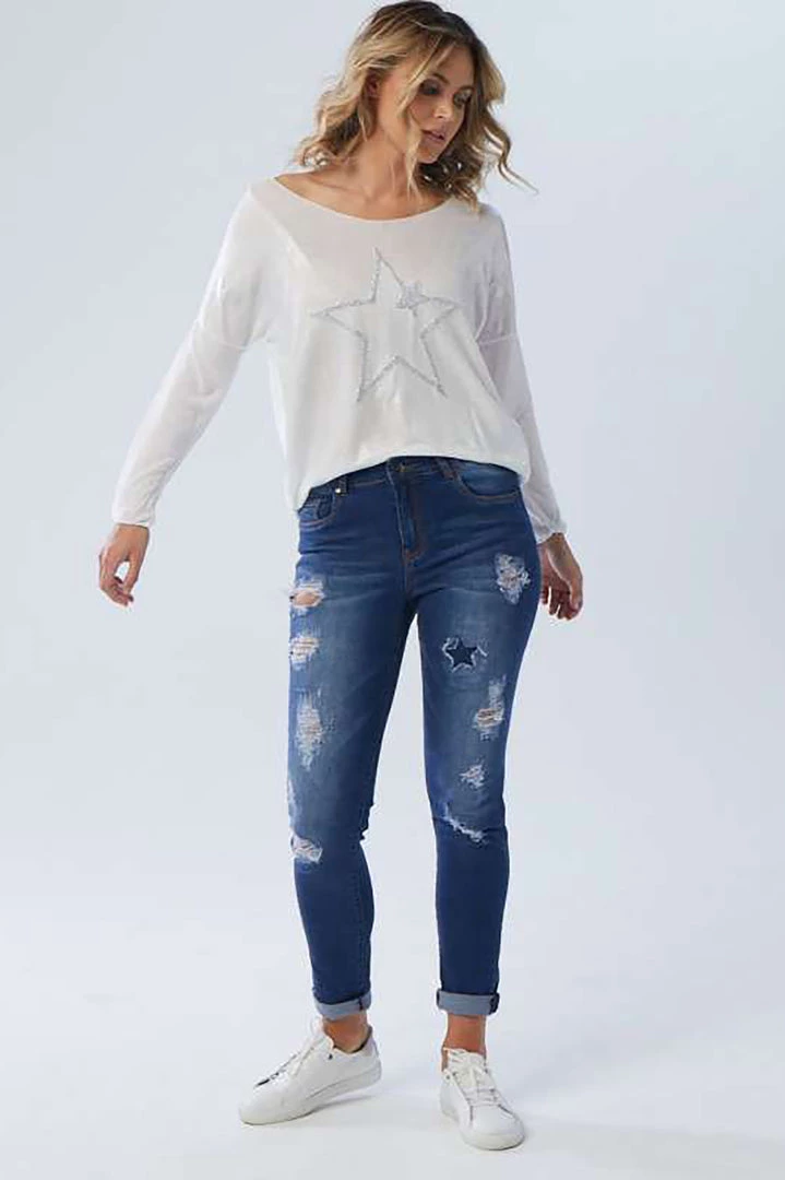 New London Ripon Taper Star Rip Jeans - NLJ20 3 New London Ripon Taper Star Rip Jeans - NLJ20