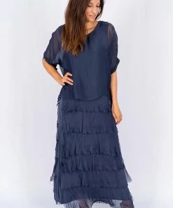 The Italian Closet Rowena Dress | Navy | Tic2 Clothing