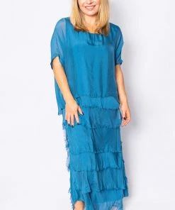 The Italian Closet Rowena Dress | Teal | Tic2 Clothing