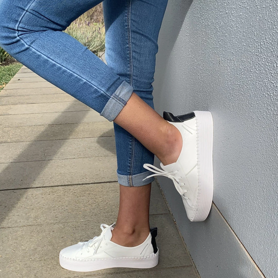 Bueno Shoes Sailor Platform Sneaker - White Black 1 Bueno Shoes Sailor Platform Sneaker - White Black