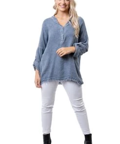 The Italian Cartel Sally Linen Top | Ocean Blue | IC35 Clothing