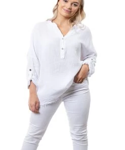 The Italian Cartel Sally Linen Top | White | IC35 Clothing